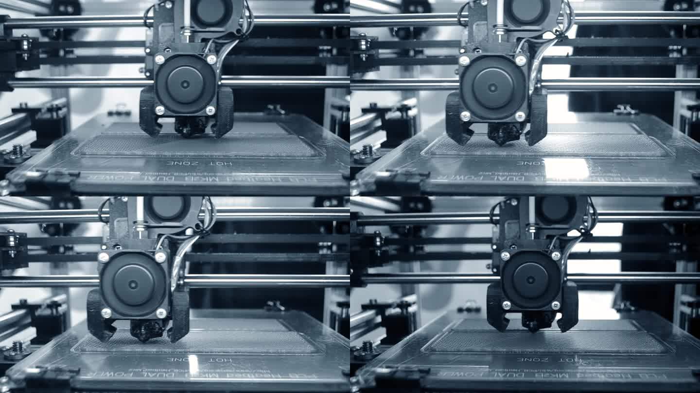3D打印机3D打印机打印特写。熔融出挤出机的塑料,并形成原型模型.用于打印3D打印机的新的现代附加技