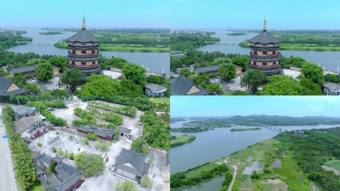 海南博鳌禅寺及博鳌大桥航拍01