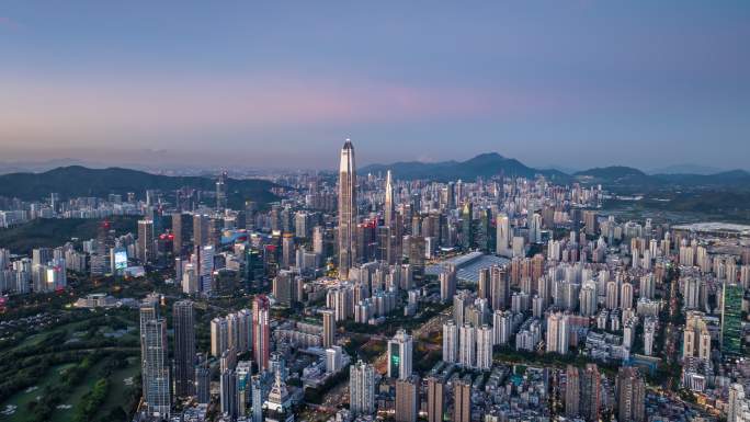 4K原创深圳福田CBD平安夜景航拍延时