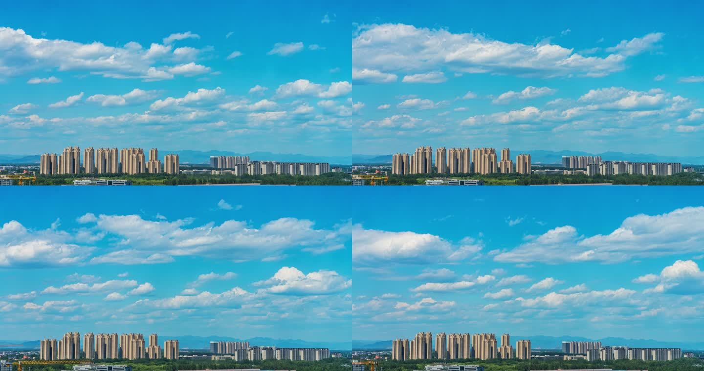 【4K】天空 蓝天白云 城市天际线