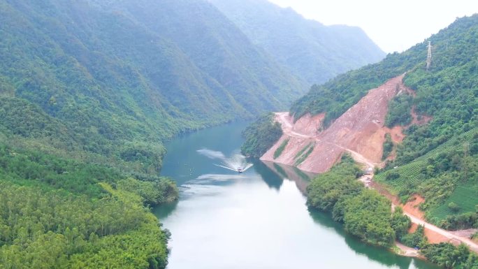 航拍广西桂江 山川河流