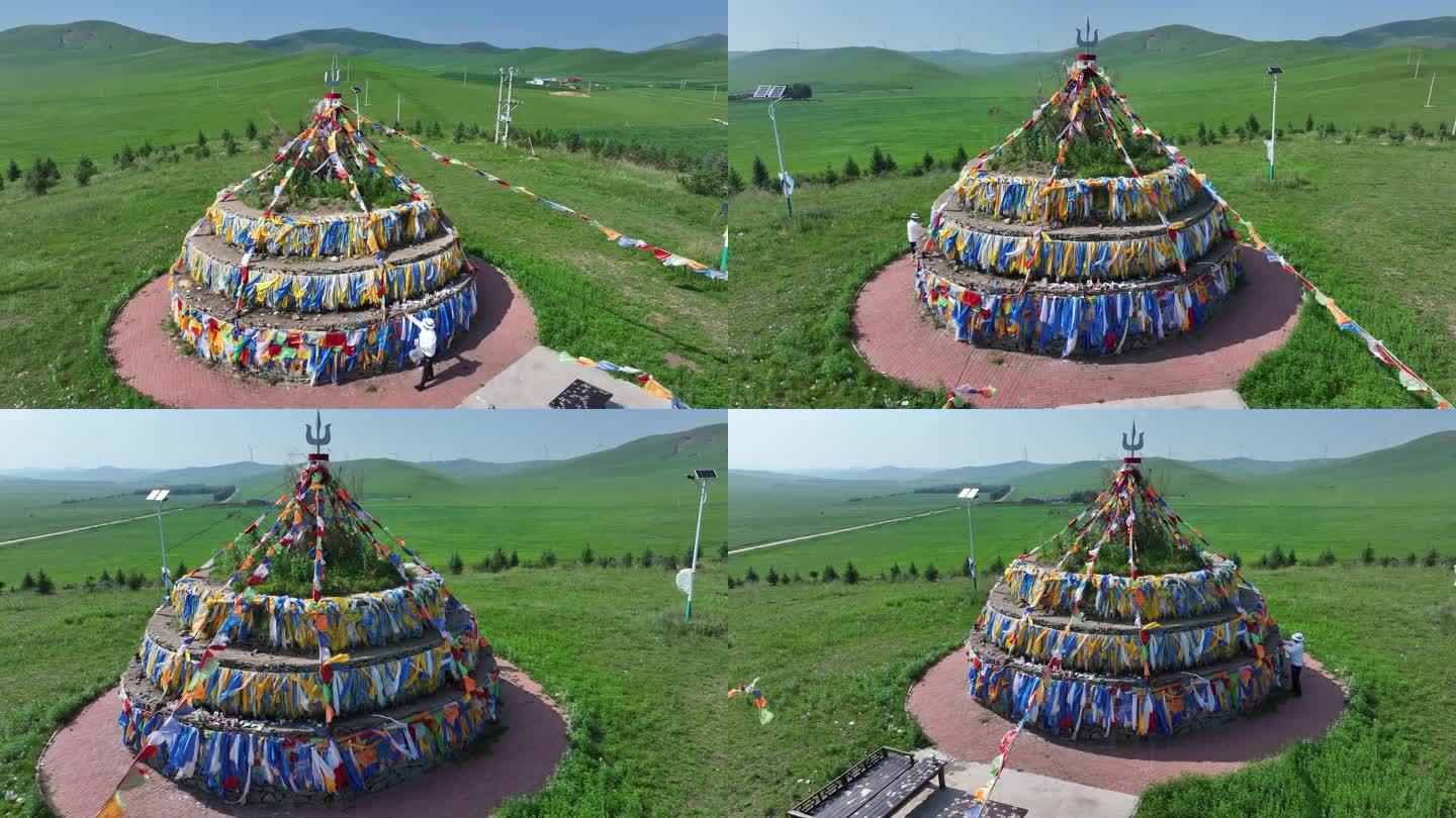 蒙古包航拍风土人情祭奠