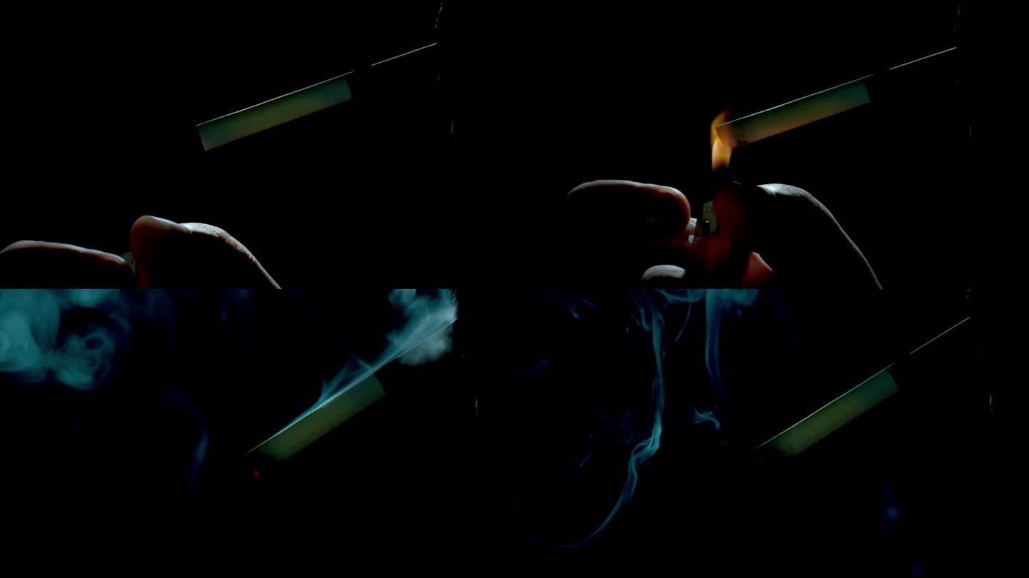 【4K】黑暗中用打火机点烟