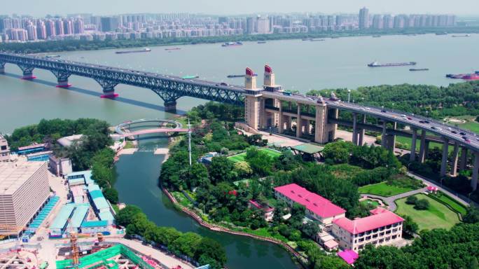 4k 航拍南京南京大桥交通桥梁素材