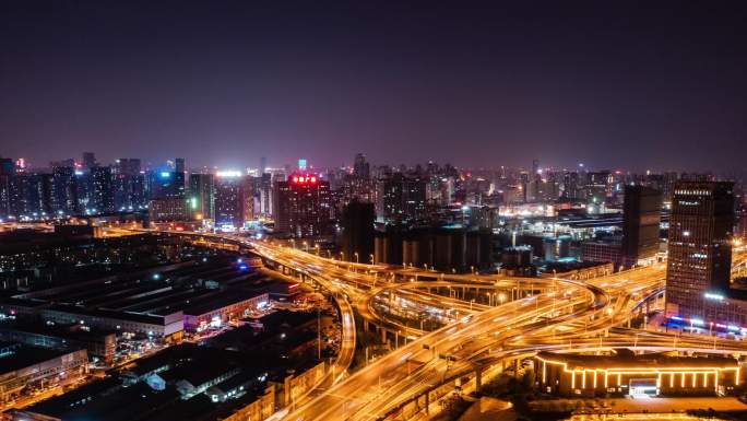 铜陵路高架夜景延时4k