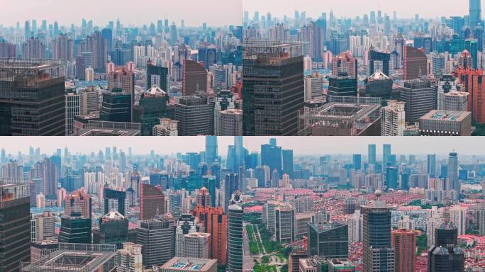 4k 航拍上海城市建筑群