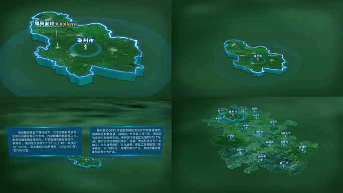 4K大气安徽省亳州市面积人口区位信息展示