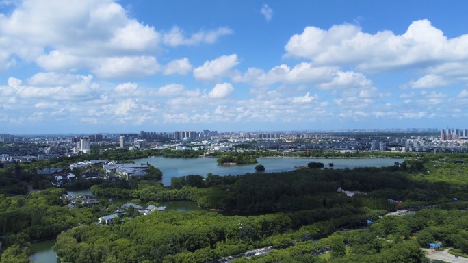 4k航拍嘉兴南湖旅游区 南湖革命纪念馆