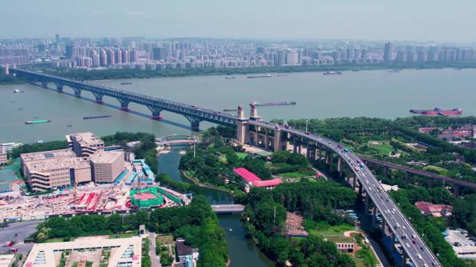 4k 航拍南京南京大桥交通桥梁