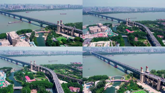4k 航拍南京南京大桥交通桥梁