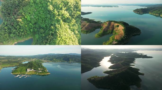 武当太极湖湖心岛航拍