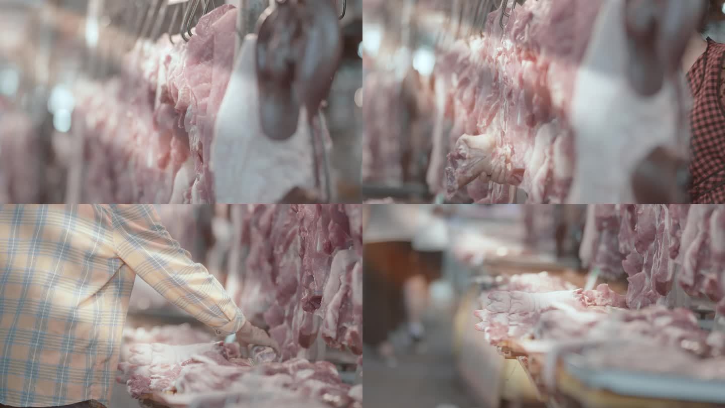 【4K】菜市场卖肉猪肉摊