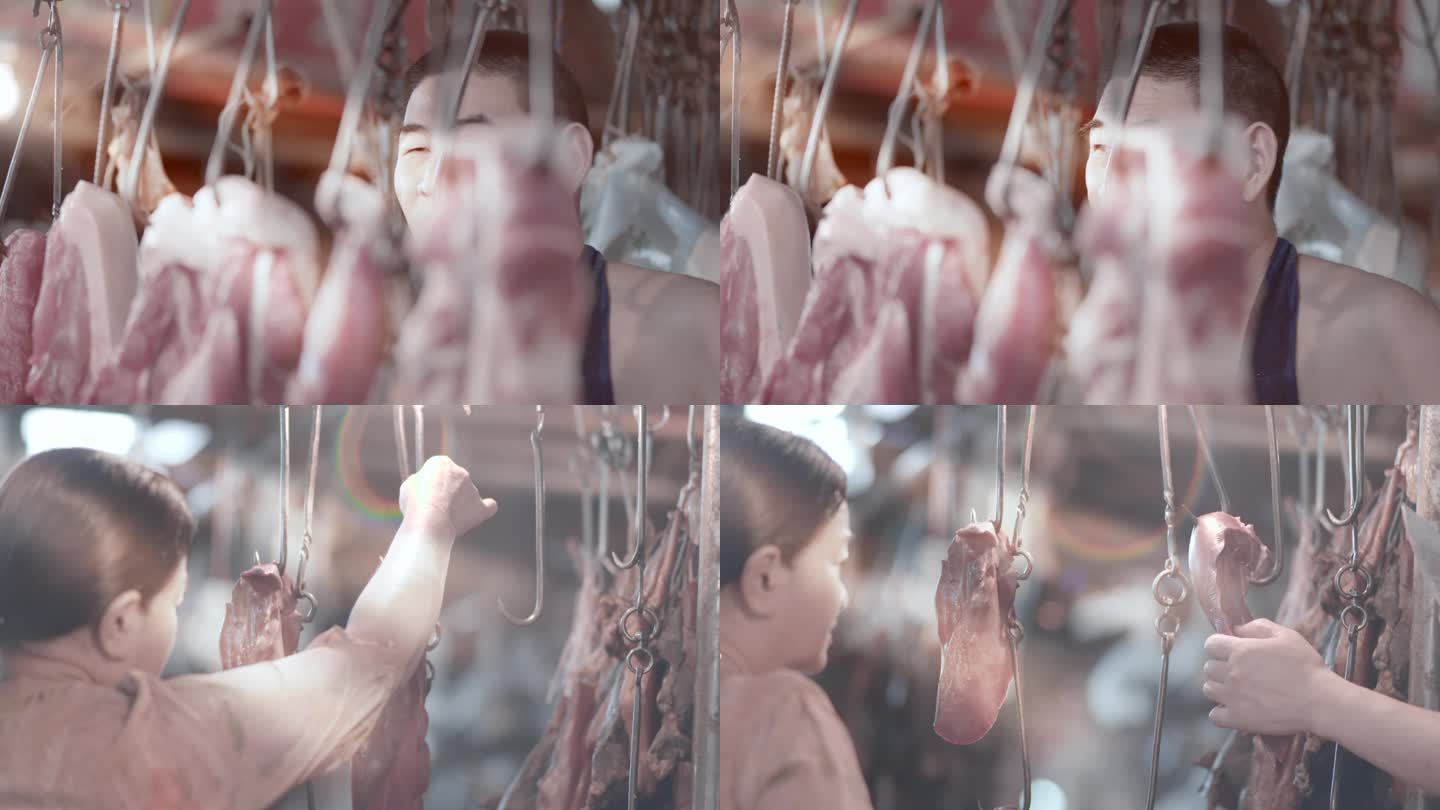 【4K】菜市场猪肉摊