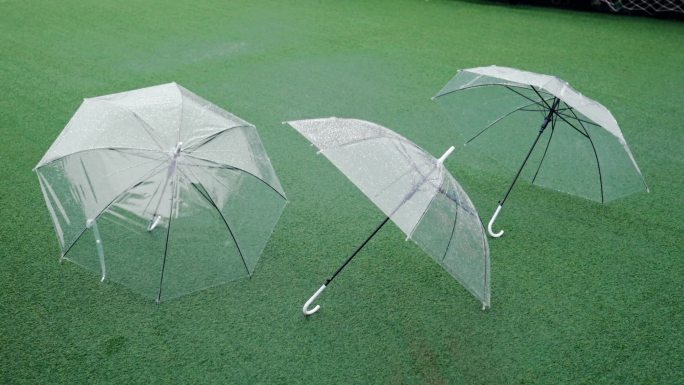 地面上的透明伞