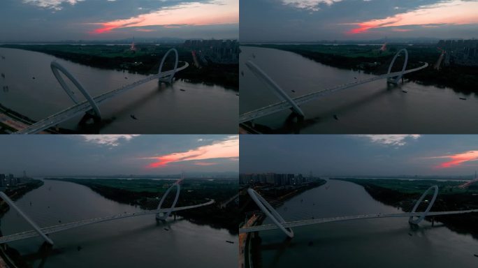 南京眼步行桥日落航拍