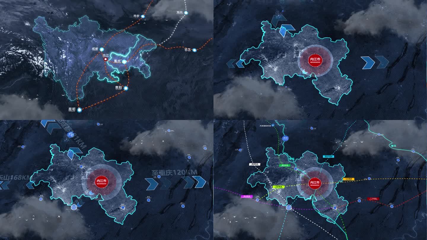 四川省内江市地图区位地图动画