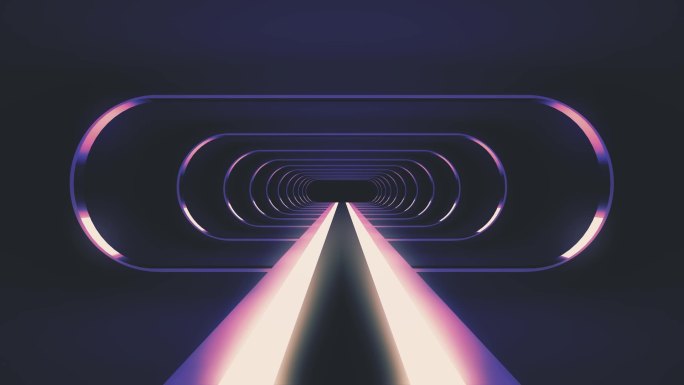 无尽的霓虹灯闪亮的肋骨灯能源网络复古虚拟现实隧道飞行运动图形动画无缝背景新质量未来复古风格酷漂亮的视