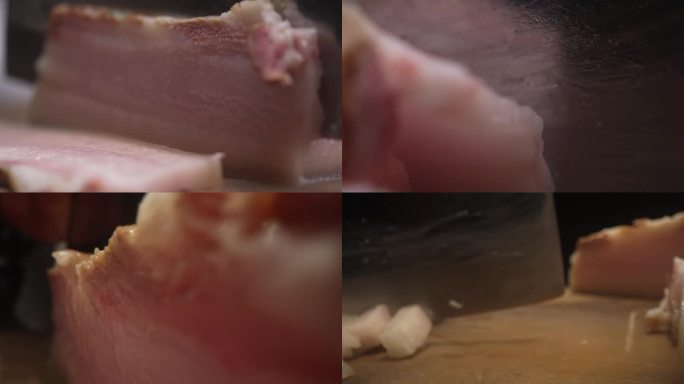 猪肉五花肉特写切片切丁微距运镜