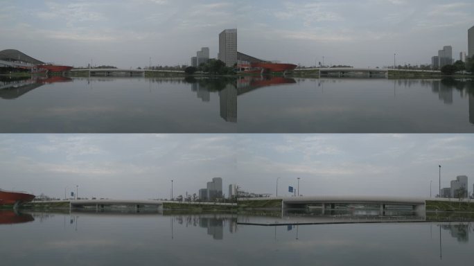 成都新川之心公园湖面航拍4K素材