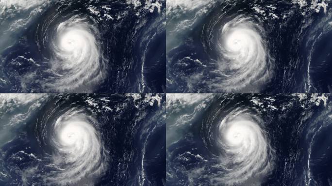飓风在海洋中从卫星上旋转。大台风的眼睛。海洋中的飓风。飓风风暴, 龙卷风, 卫星视图
