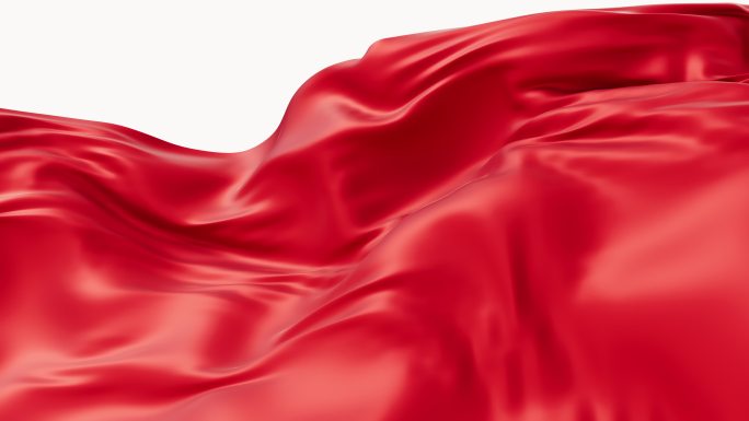 飘舞流动的红色红旗布料3D渲染
