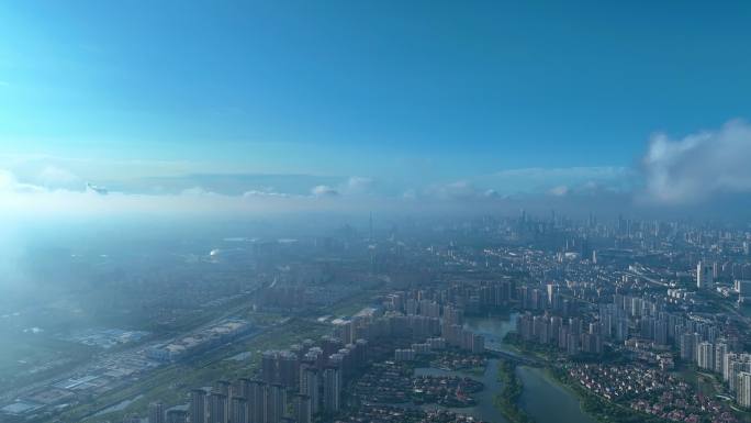 天津全貌全景穿云而过