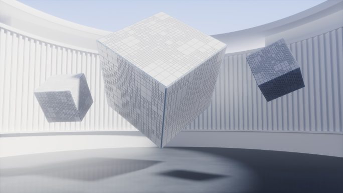 创意悬浮方块3D渲染