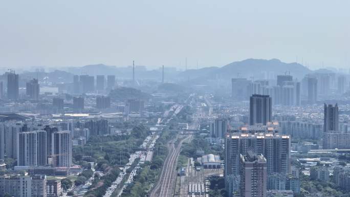 超高清航拍广州天河城市天际线城市风光合集