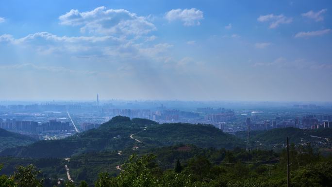 龙泉山俯瞰成都全景延时4k