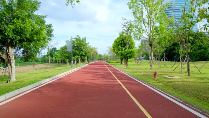 公园小路 红色跑道 骑行道 绿道