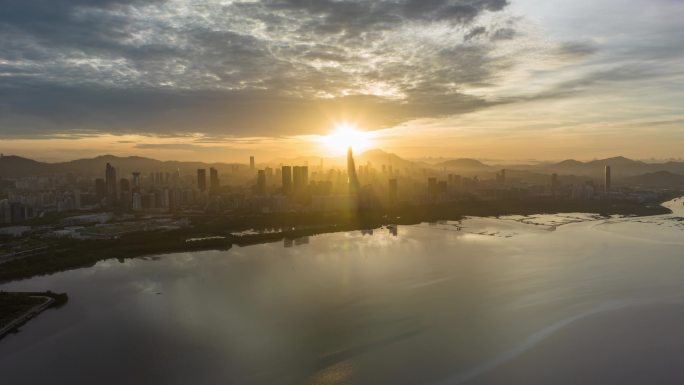 大湾区深圳大景日出大气延时