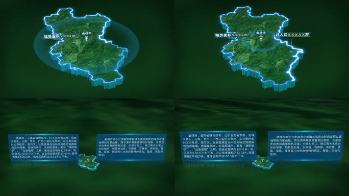 4K大气云南省曲靖市面积人口区位信息展示