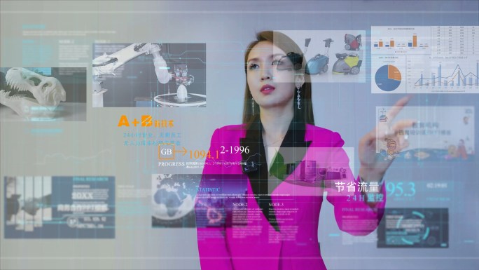 AE美女商务指点虚拟屏3