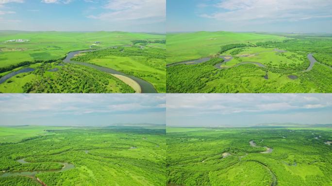 内蒙古大草原黑山头湿地河流