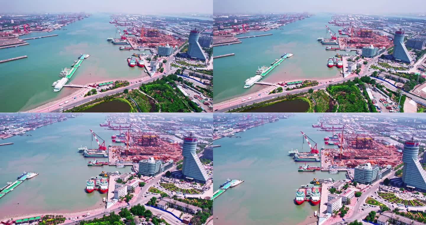 4k 航拍天津天津港码头