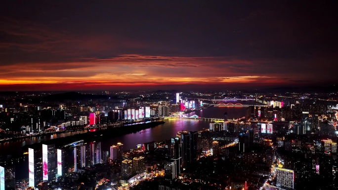 【5K航拍】长沙市夜景灯光秀