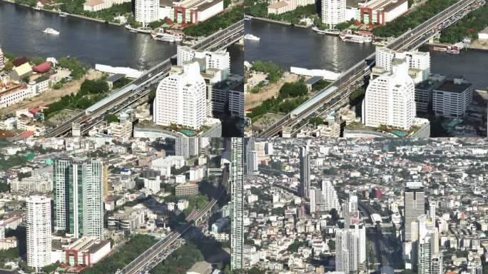4k长焦航拍泰国曼谷城市美景