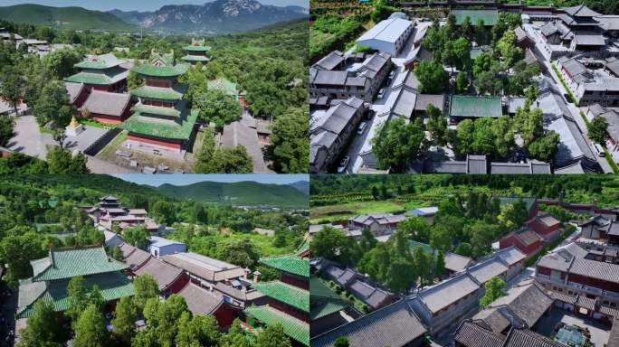 航拍河南登封嵩山少林寺楼阁