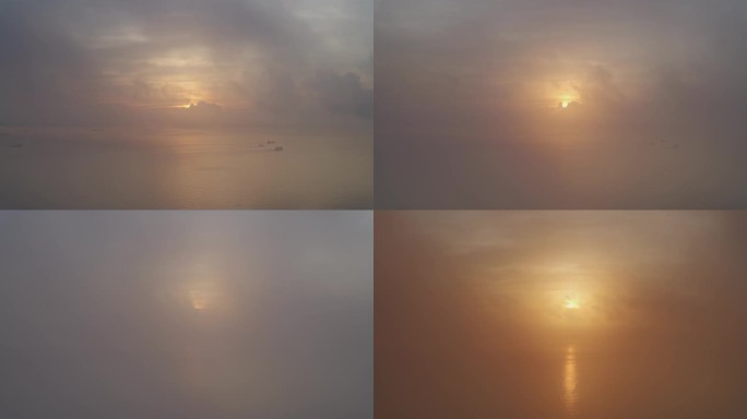 有雾的海上日出