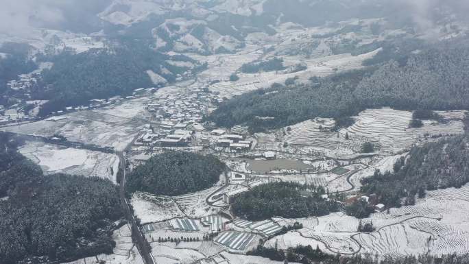 武夷山茶山雪景