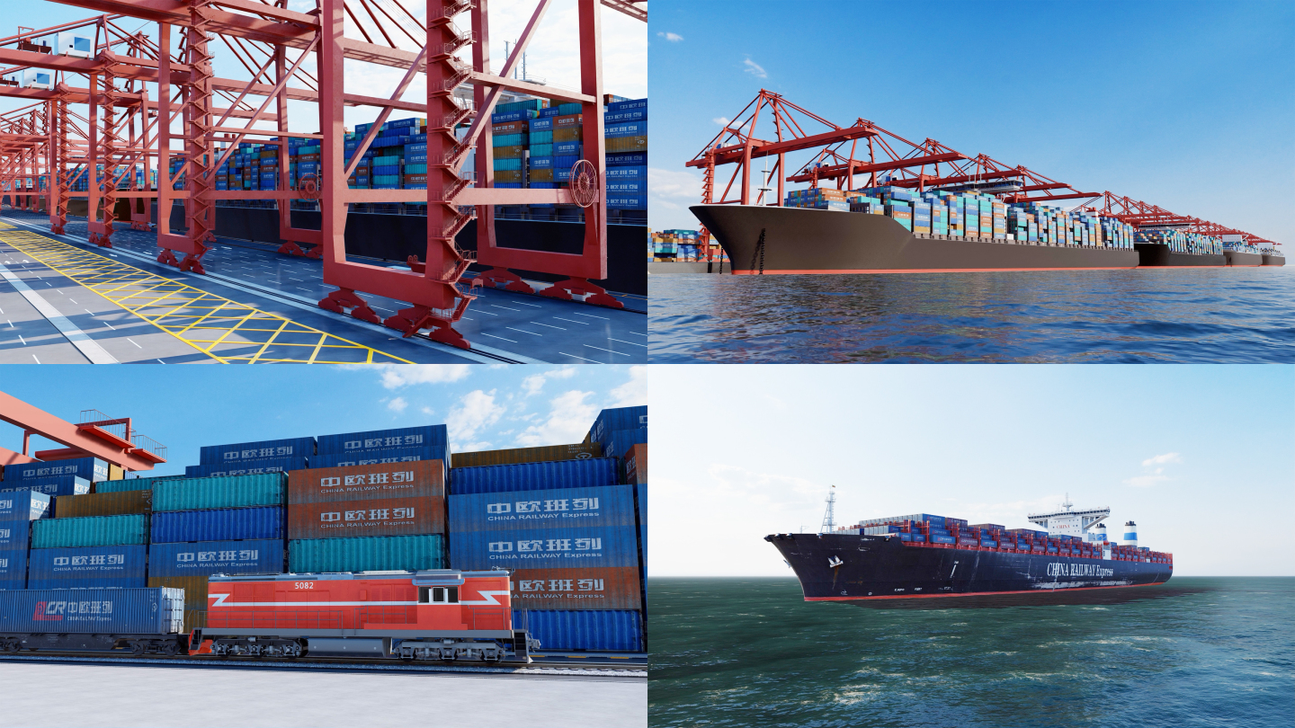 一带一路中欧班列码头货轮港口中国国家发展