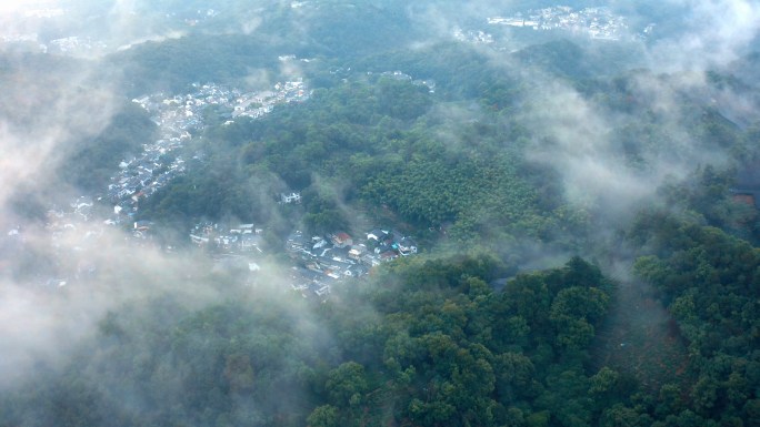 意境云雾云海杭州西湖茶山钱塘江