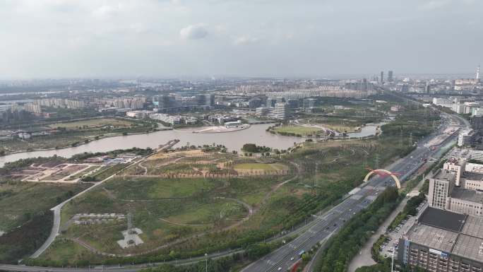 航拍保税区 森兰全貌 海鸥门