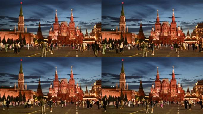 莫斯科红场夜景4K空镜