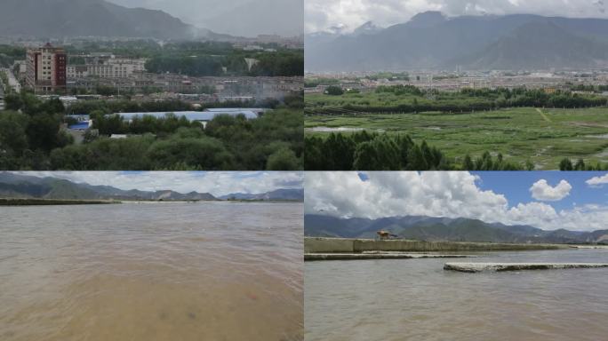 C拉鲁湿地河流小村庄4K视频