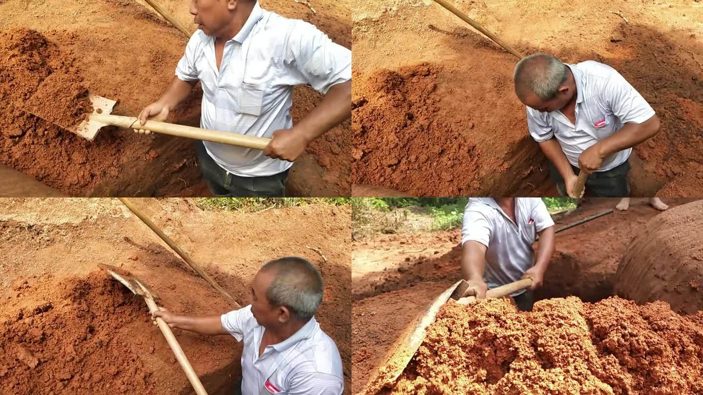 挖土挖坑铁铲子深挖坑种植大树坑土黄土地土