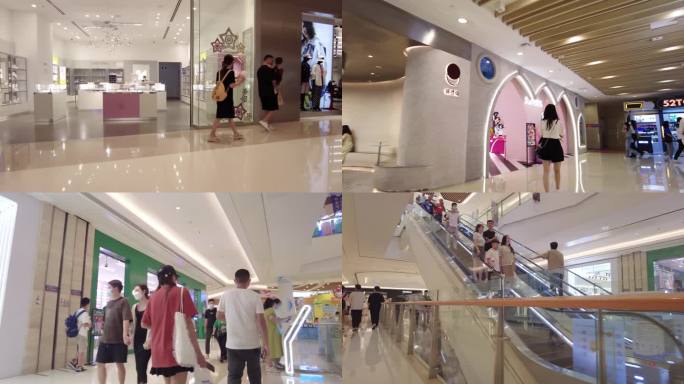 商场逛街购物人群人流商业街空镜头视频素材