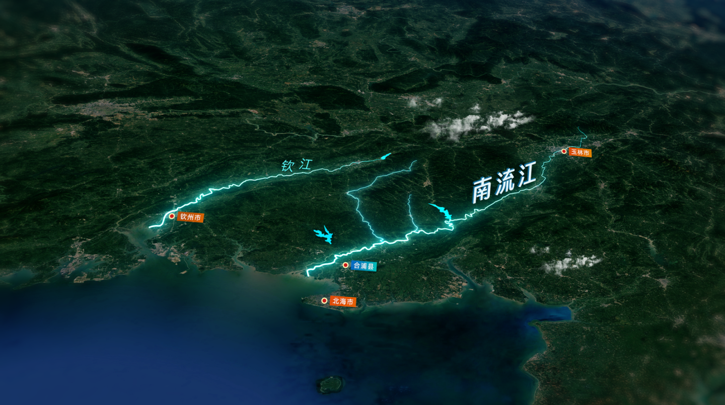 广西南流江水系河流地图（AE）