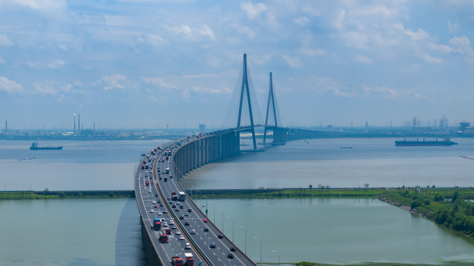 大气震撼苏通长江大桥4K帧航拍素材最新