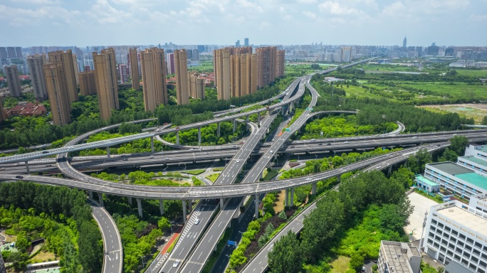 常州青洋路龙城大道高架城市高空航拍延时